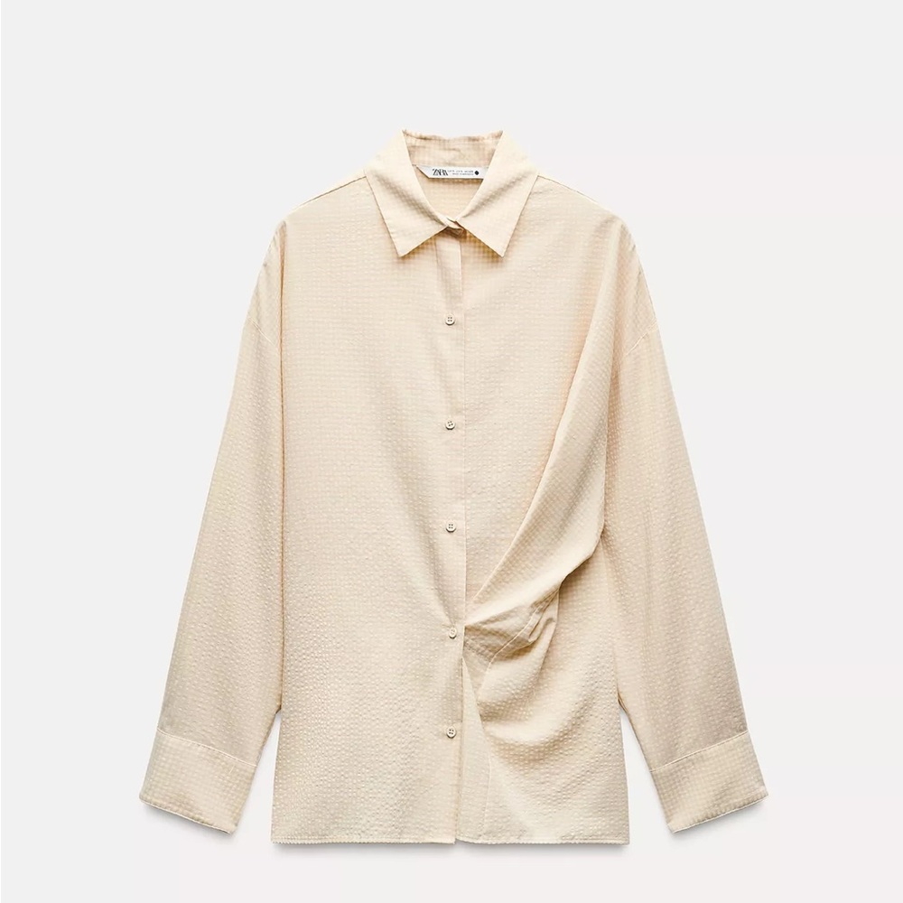 Zara Womans  Button Down Cream Shirt